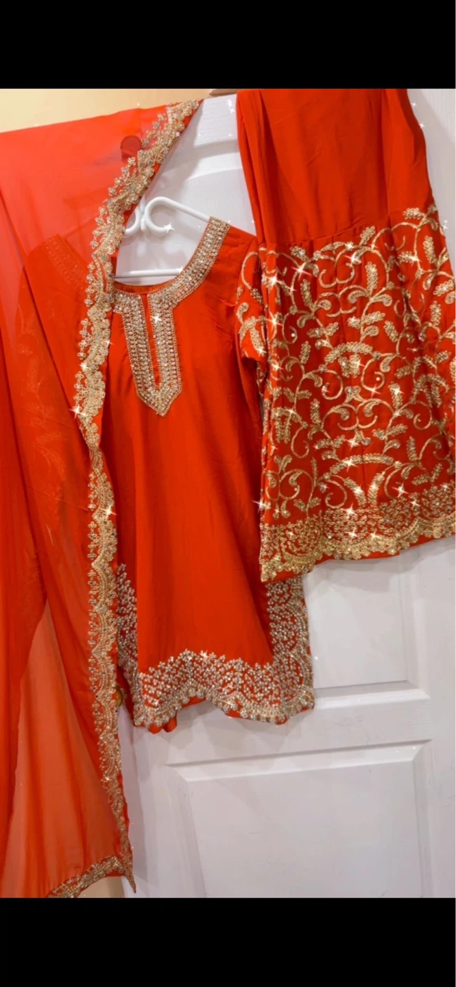 Embellished Indian Salwar Kameez / sharara Dupatta Set - photo 5
