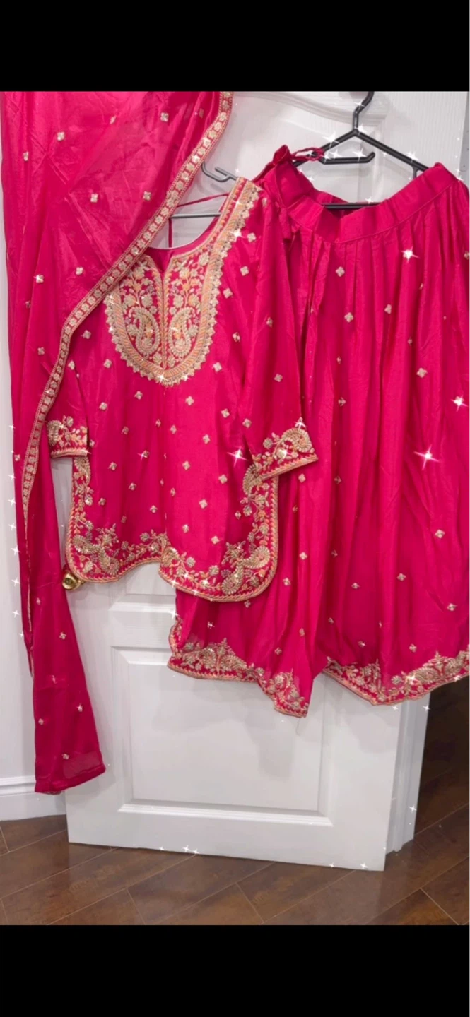 Embellished Indian Salwar Kameez / sharara Dupatta Set