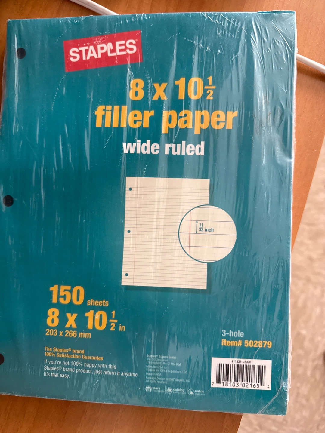 Staples 8.5 x 11 inch Wide Ruled Filler Paper, 150 Sheets