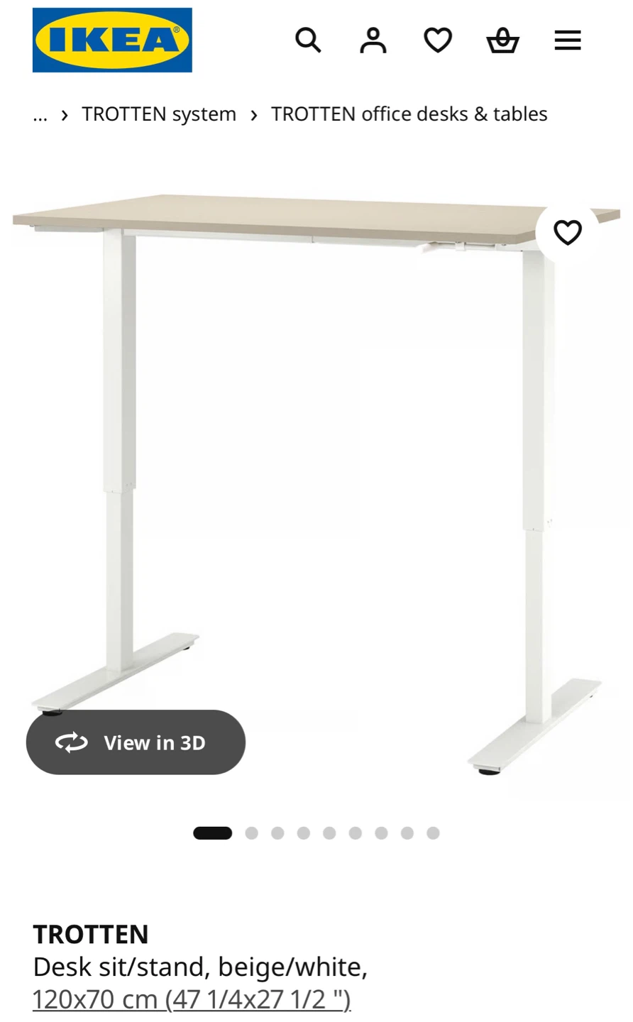 Ikea adjustable desk sit/stand, beige/white