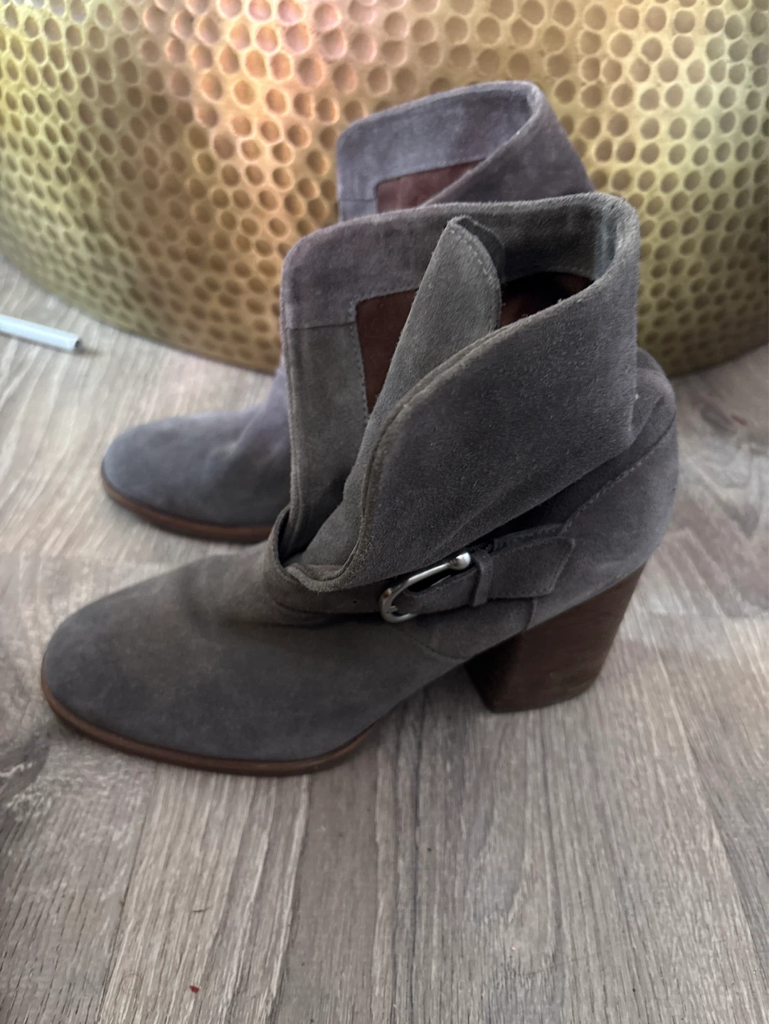 Isola Gray Suede Fold-Over Ankle Boots