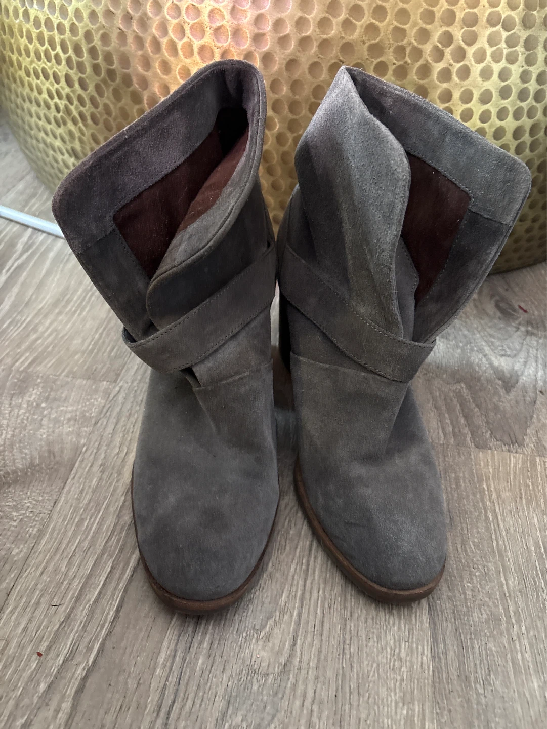 Isola Gray Suede Fold-Over Ankle Boots - photo 2