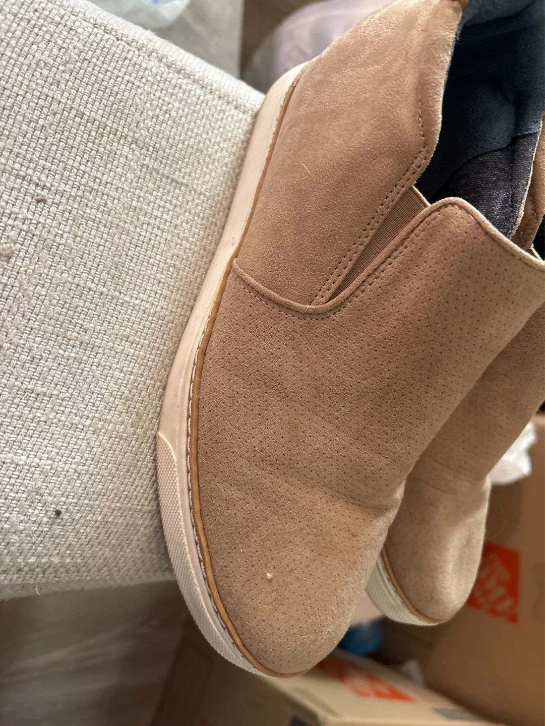 Tan Suede Slip-On Sneakers