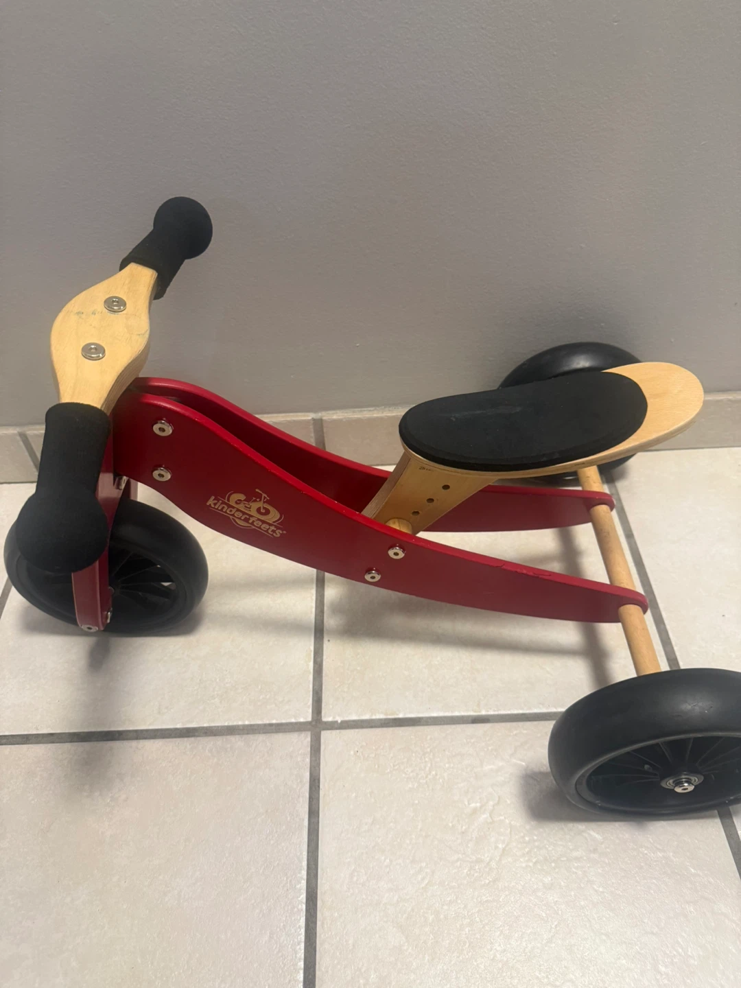 Kinderfeets Wooden Balance Bike Tricycle Red