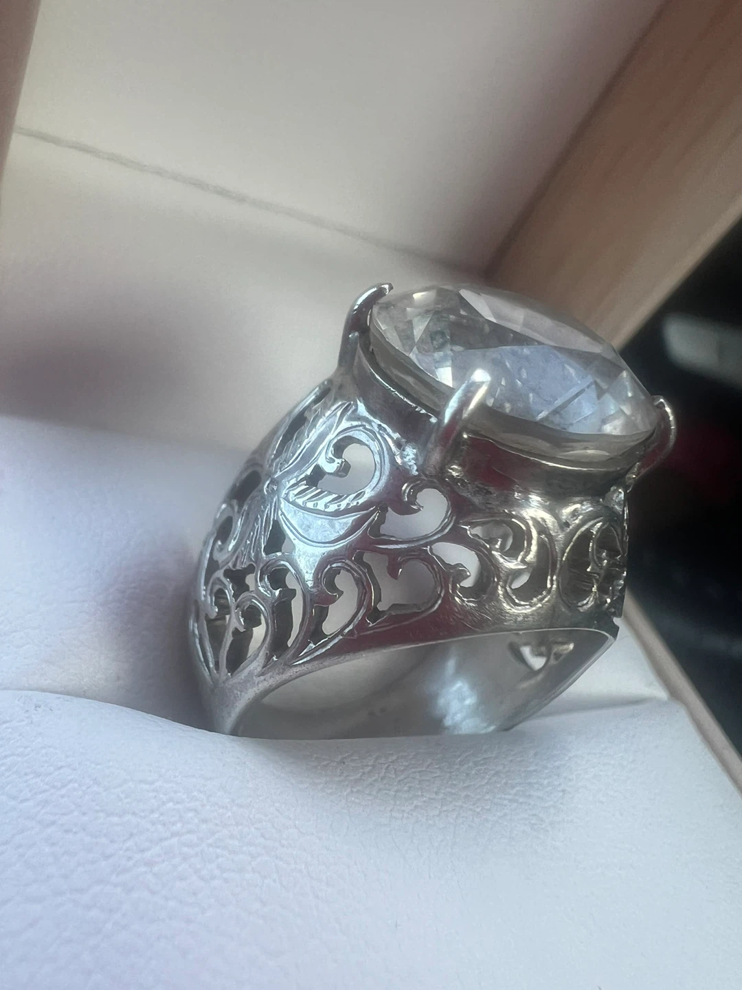 925 silver Large Stone Filigree Ring