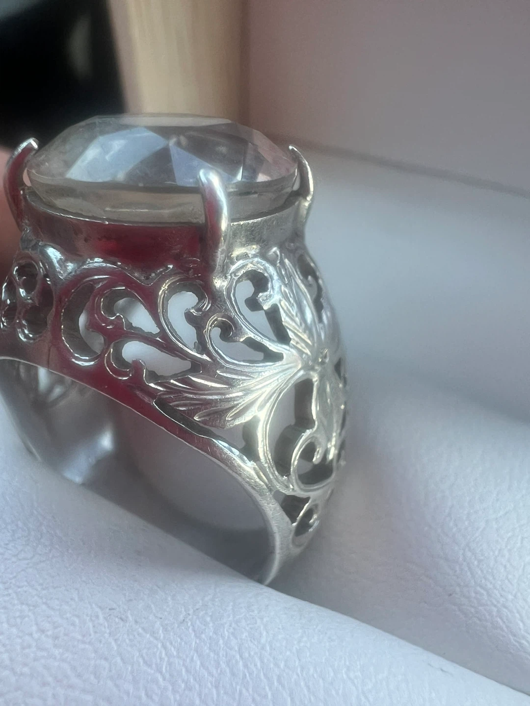 925 silver Large Stone Filigree Ring - photo 3
