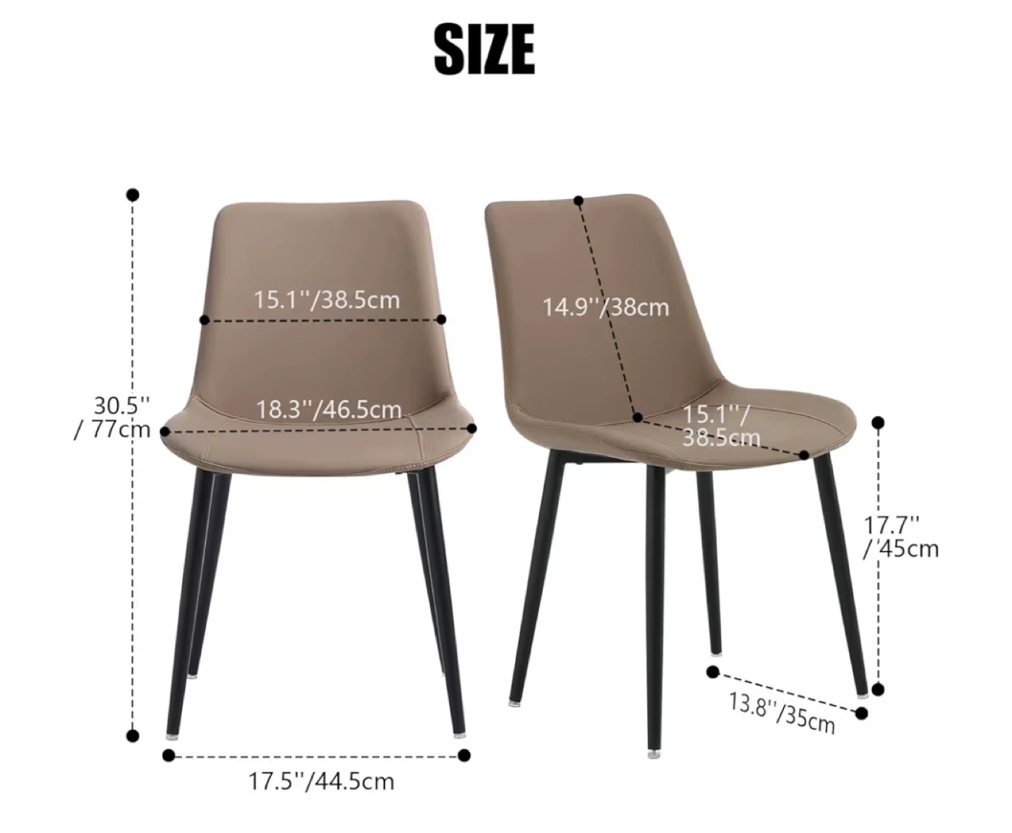 Set of 2 Taupe Faux Leather Dining Chairs - photo 4