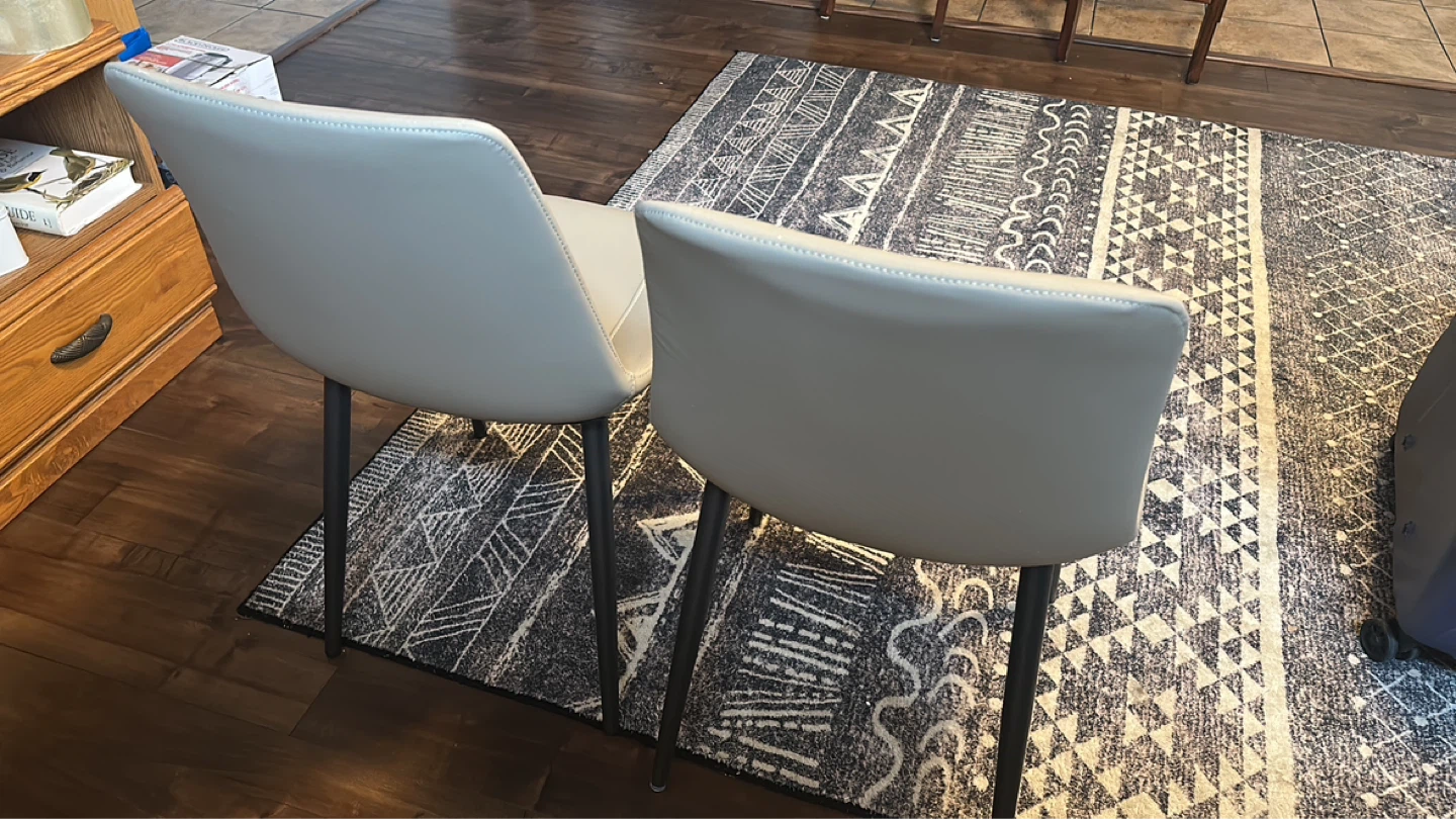 Set of 2 Taupe Faux Leather Dining Chairs - photo 3