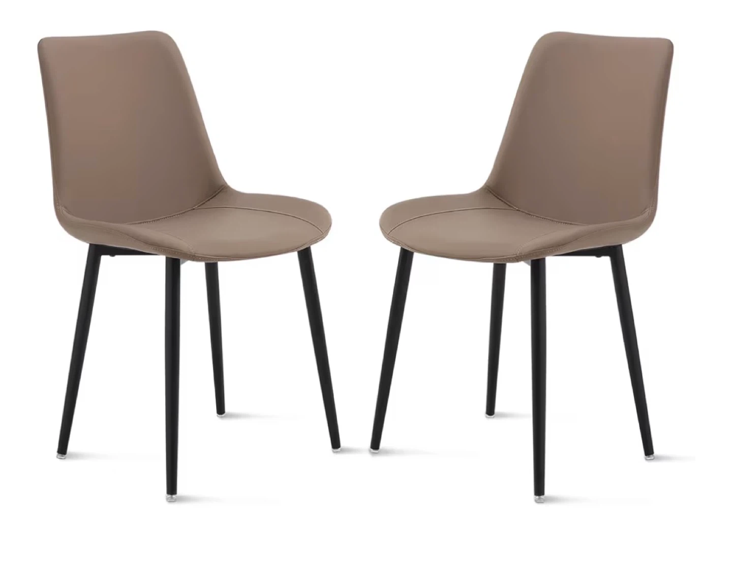 Set of 2 Taupe Faux Leather Dining Chairs - photo 2
