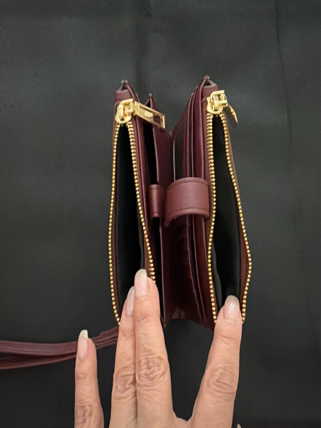 ALDO Wristlet Wallet Clutch Burgundy Faux Leather - photo 4