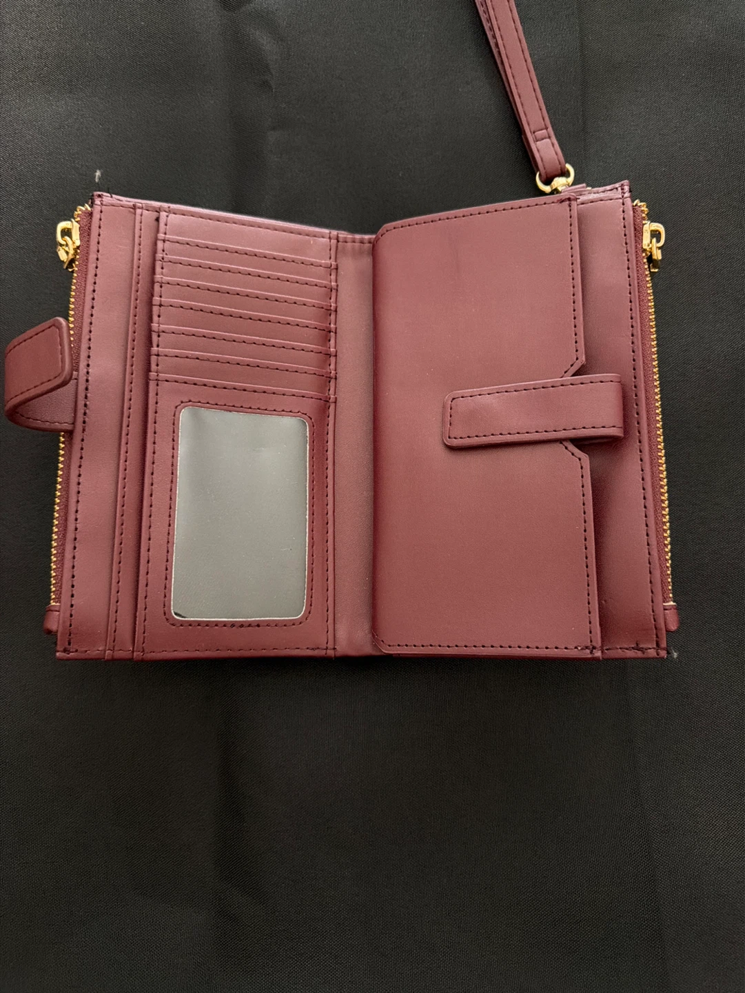 ALDO Wristlet Wallet Clutch Burgundy Faux Leather - photo 2