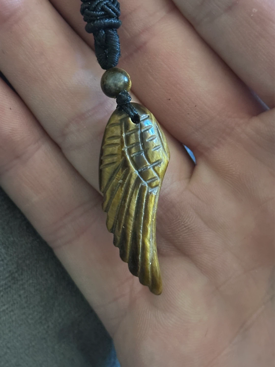 Natural Gemstone Carved Angel Wing Reiki Chakra Pendant - photo 2