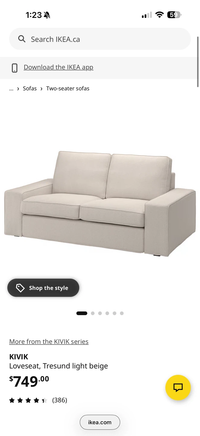 IKEA KIVIK Loveseat, Tresund light beige - photo 4