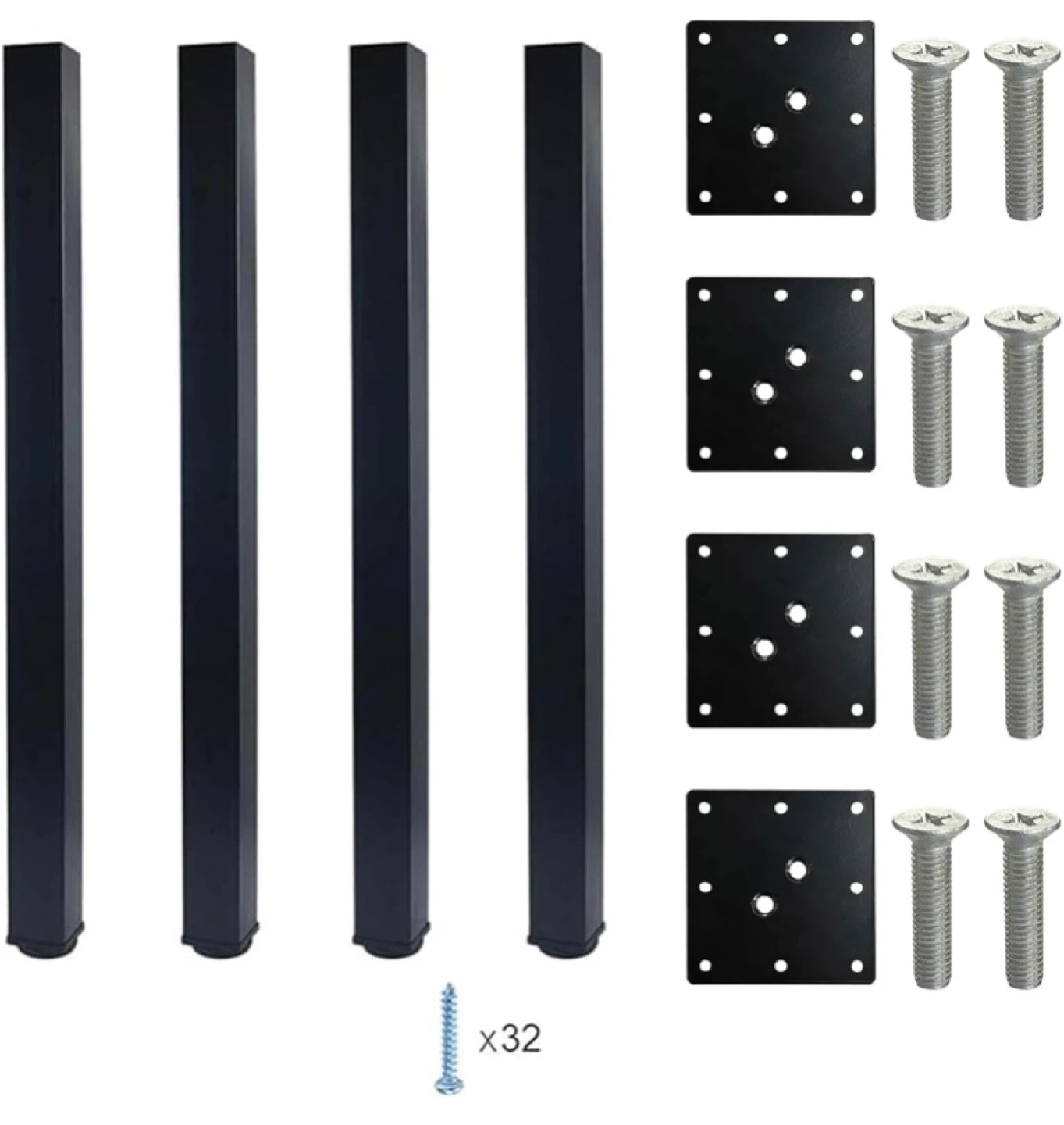 28” Adjustable Metal Furniture Legs with Mounting Plates Black - photo 5