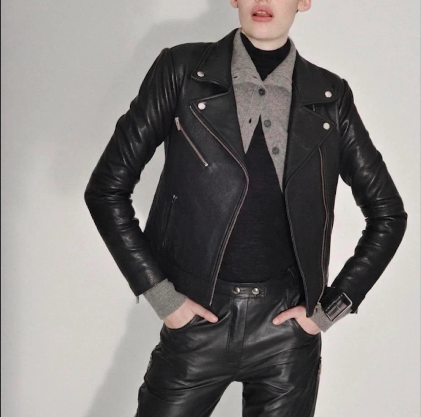 Veda Reformation Leather Biker Jacket - Black, XL - photo 4