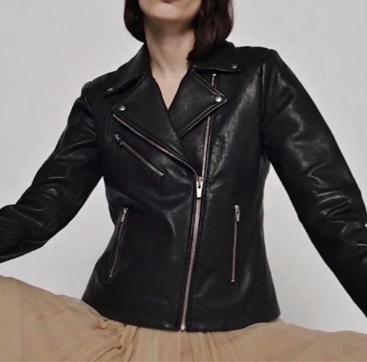 Veda Reformation Leather Biker Jacket - Black, XL - photo 3