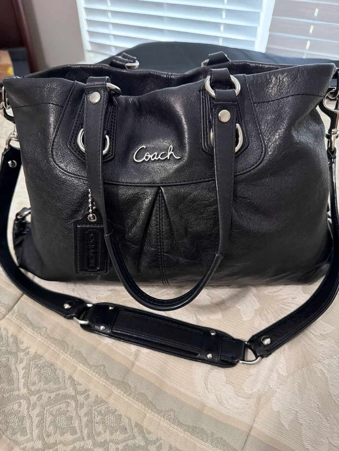Coach Black Leather Tote Handbag
