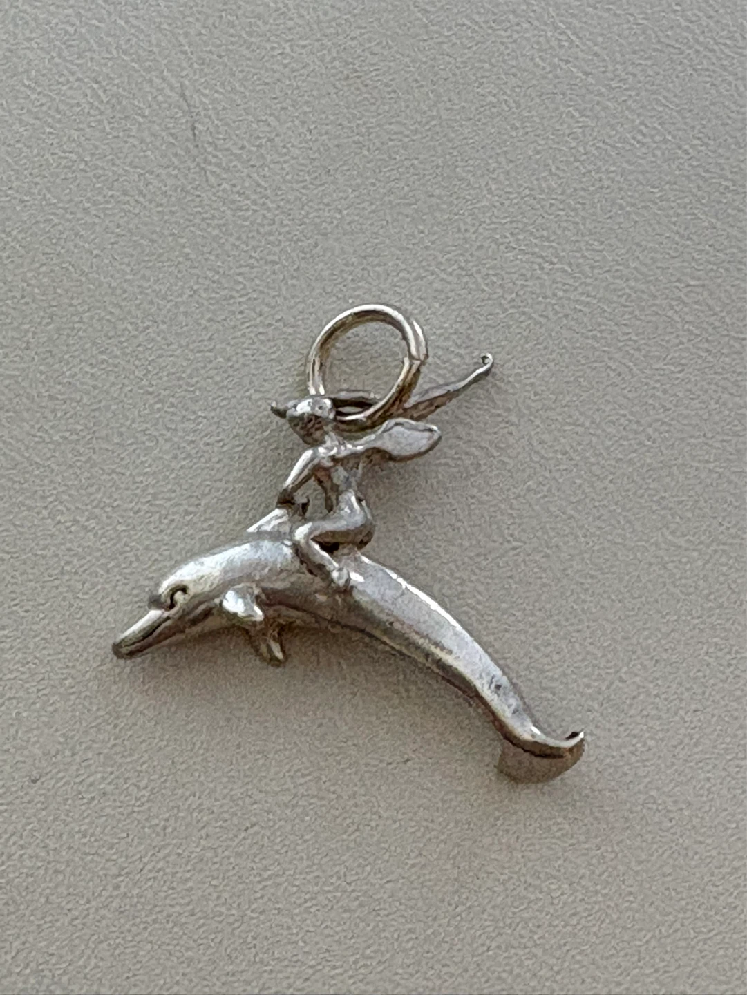 Vintage Sterling Silver Charm - Dolphin with Rider