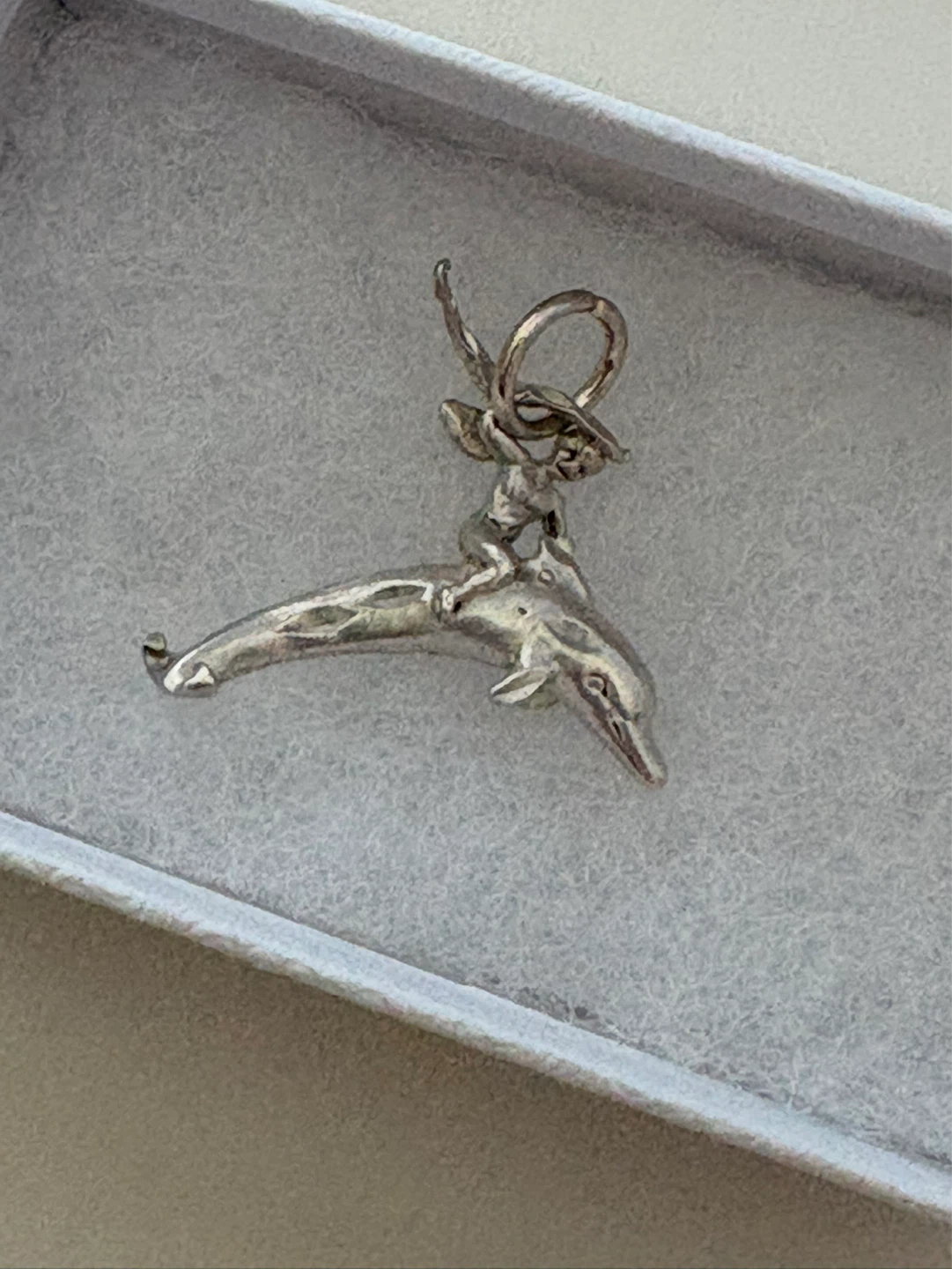 Vintage Sterling Silver Charm - Dolphin with Rider - photo 4