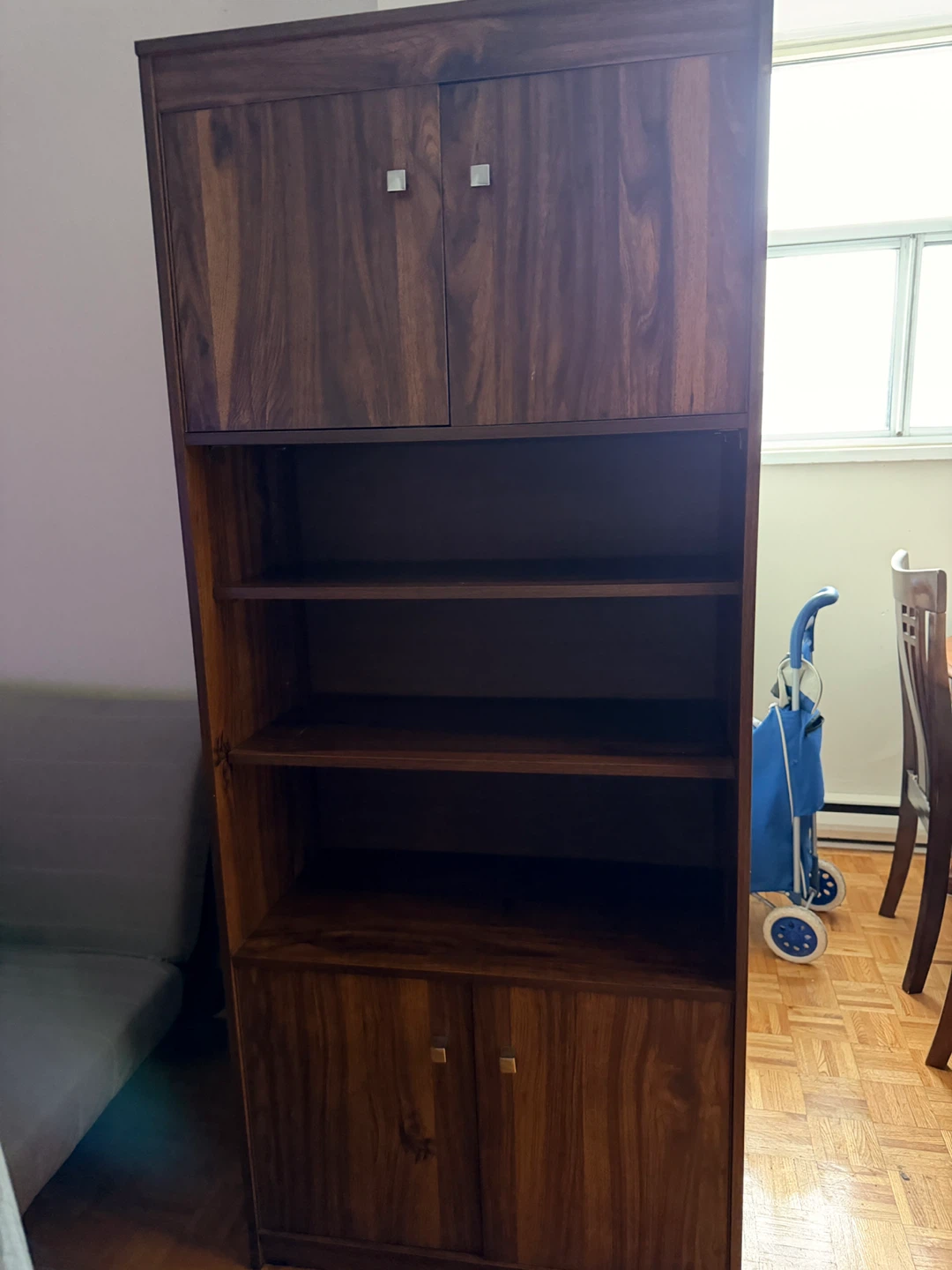 Wooden Bookshelf with Cabinet
