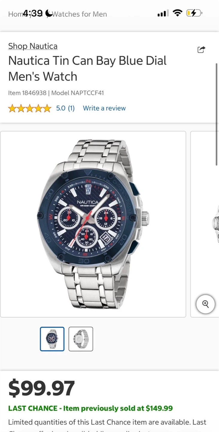 Nautica Tin Can Bay Blue Dial Men's Watch - photo 2
