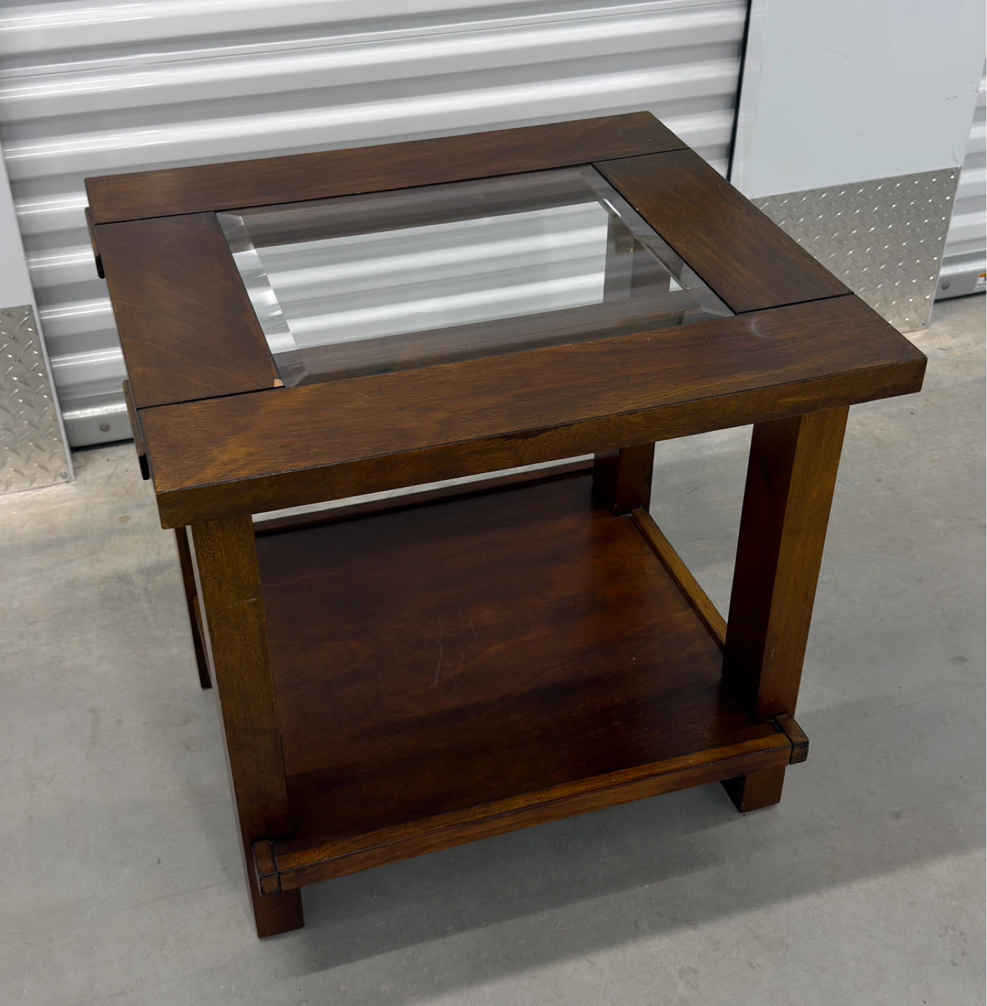 Wood Side Table w/ Glass Top - photo 2