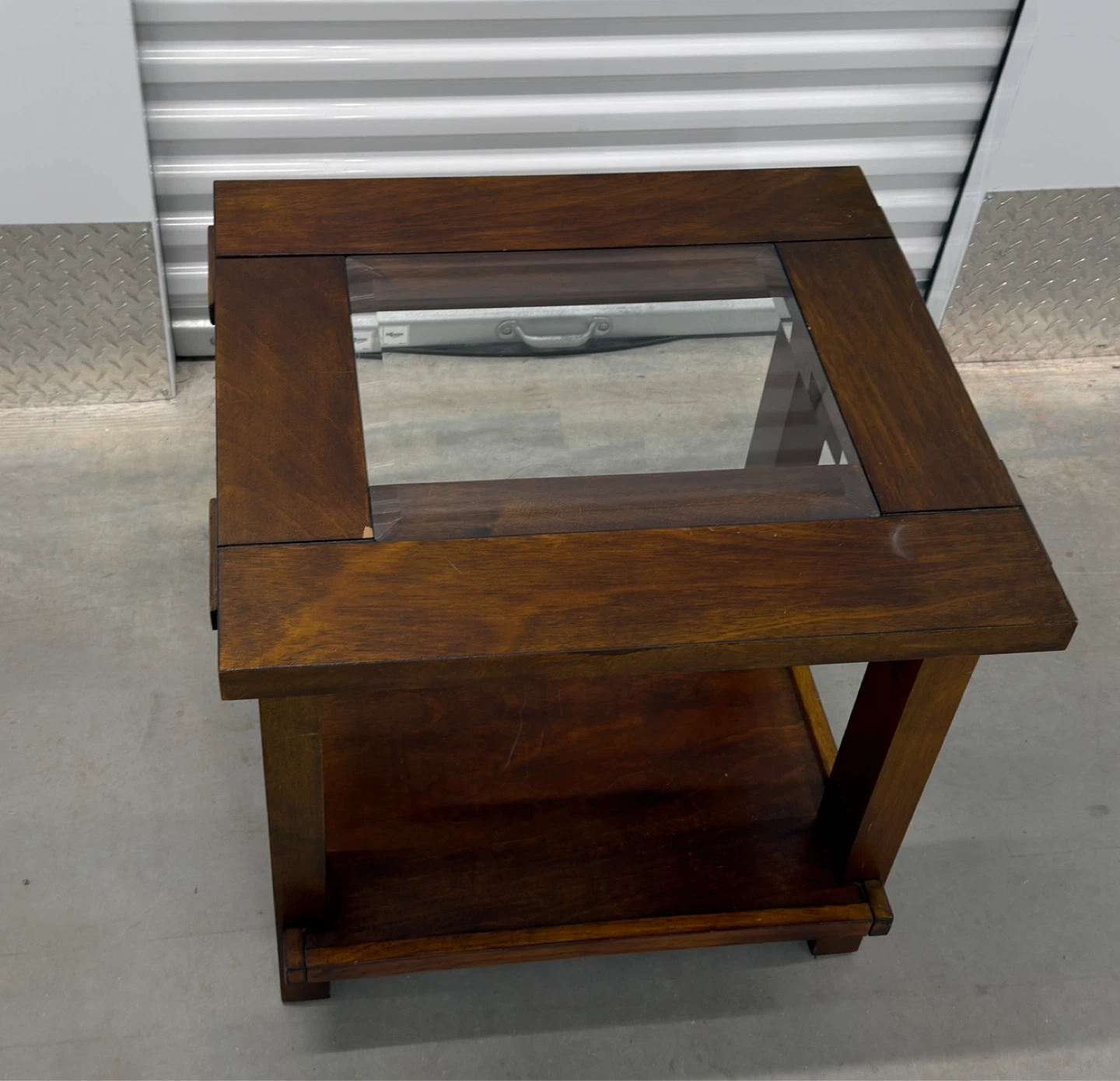 Wood Side Table w/ Glass Top - photo 3