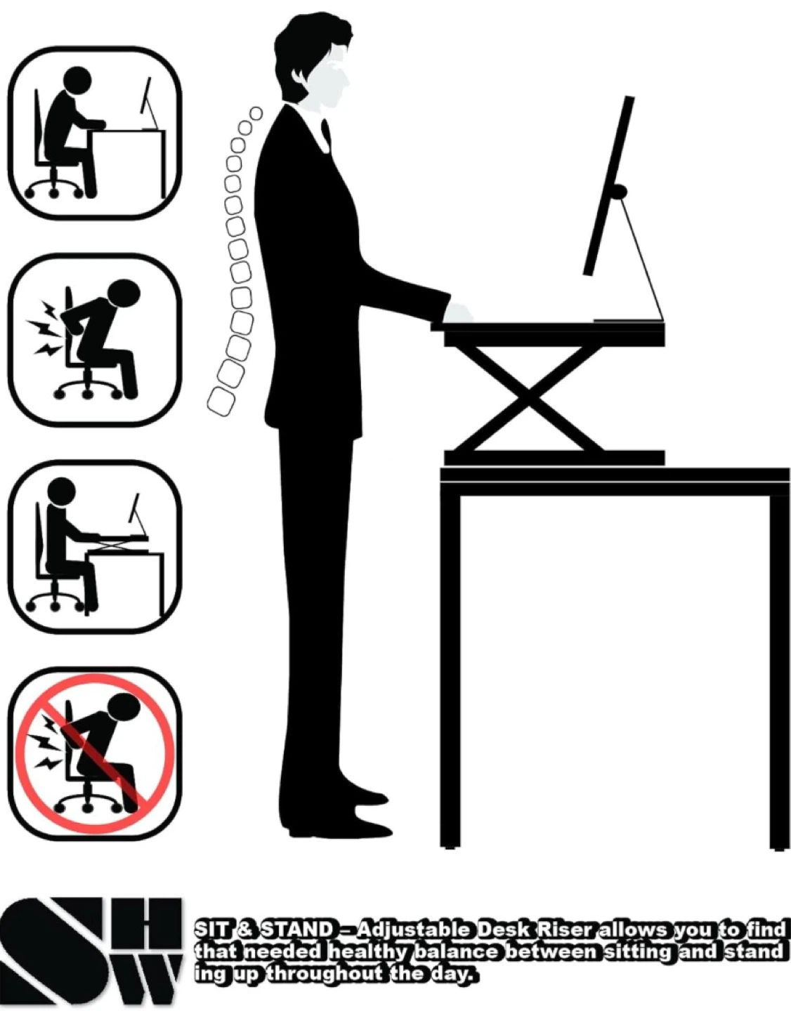 New 32-Inch Adjustable Height Sit-Stand Desk Riser - photo 3