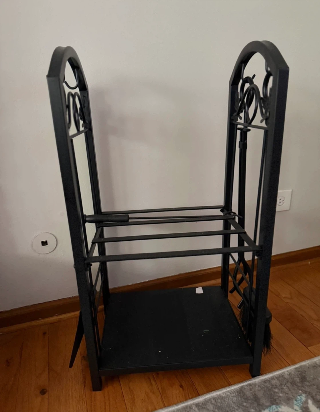 Black Metal Fireplace Tool Set and Log Holder - photo 3