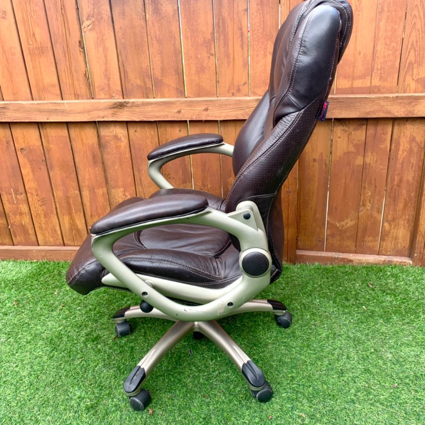 Office Chair Executive Brown Leather Desk Adjustable Furniture - photo 5