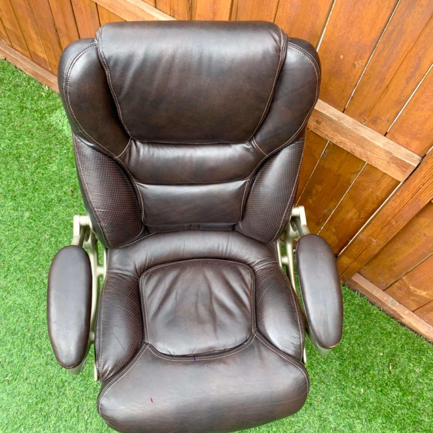 Office Chair Executive Brown Leather Desk Adjustable Furniture - photo 3