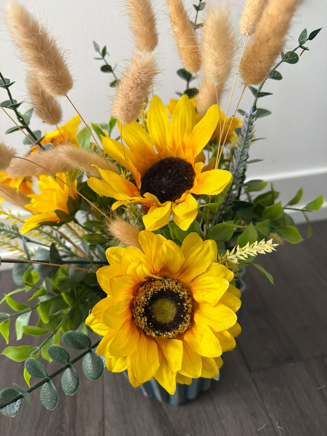 Artificial Sunflower Arrangement with Bunny Tails