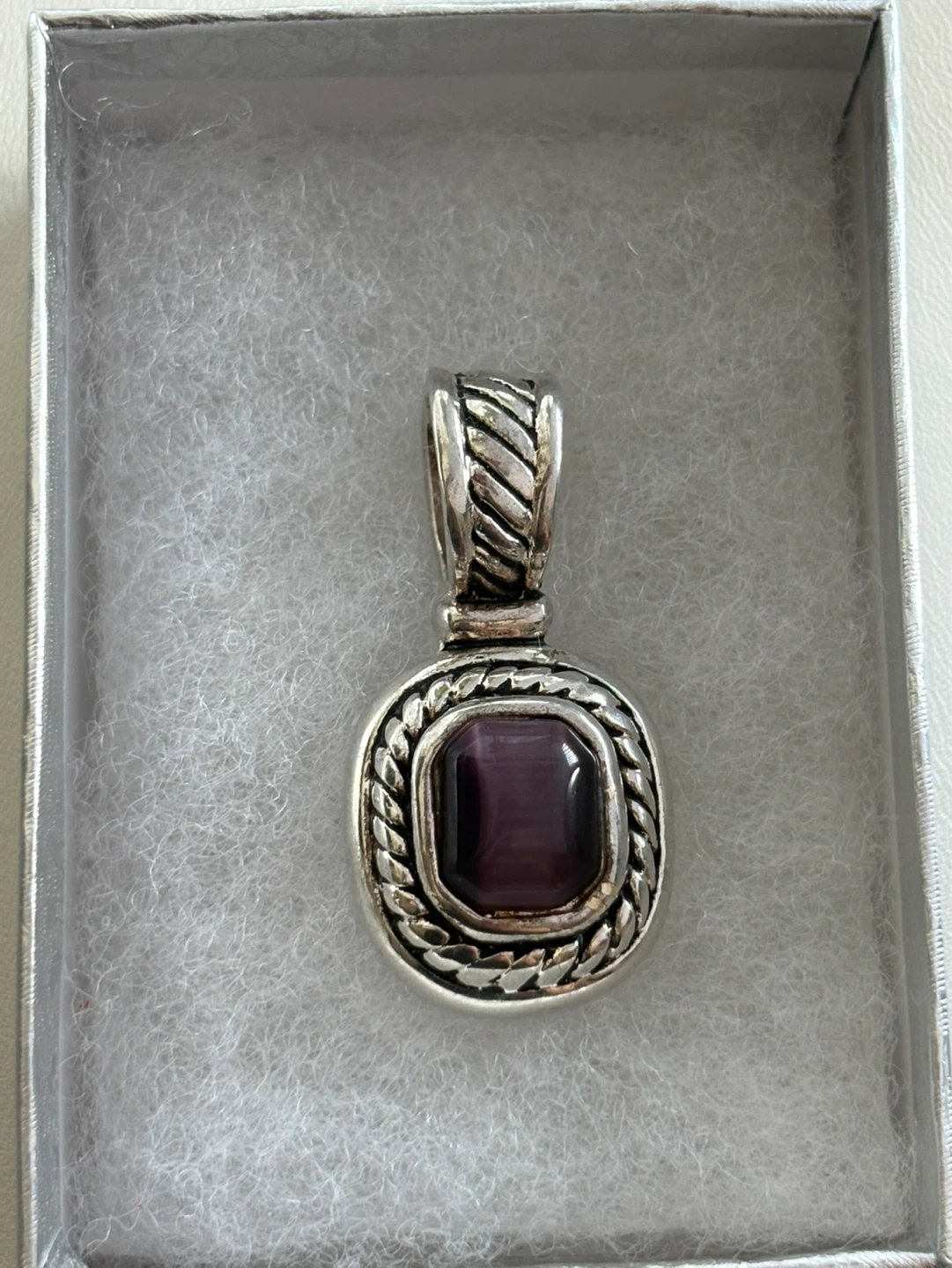 Silver Pendant with purple cat’s eye stone - photo 3