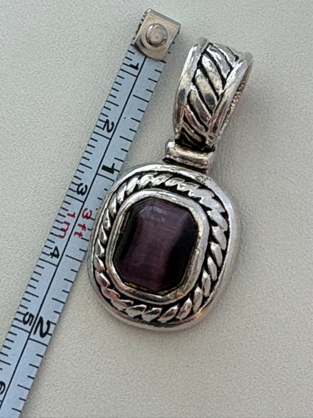 Silver Pendant with purple cat’s eye stone - photo 2