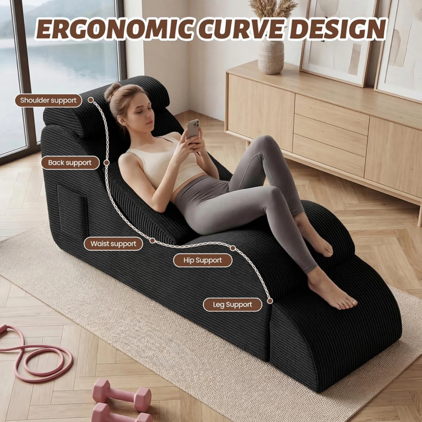 Yoga Chair Lounge for Adult, Ergonomic Foam Chaise Lounge - photo 3