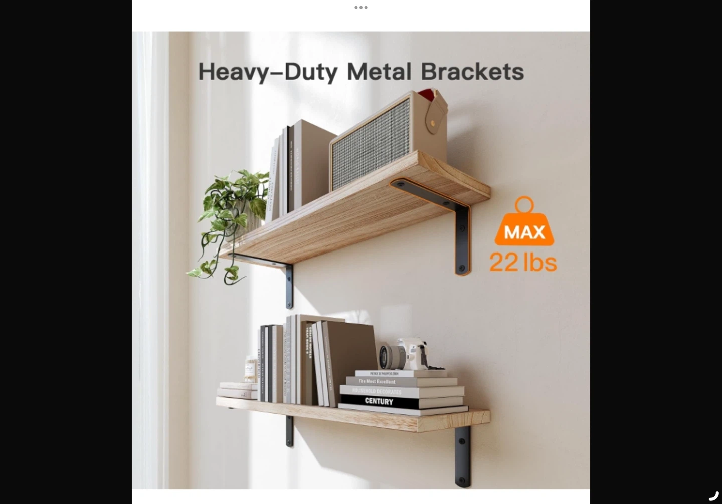 Wooden Shelves with Metal Brackets - photo 3