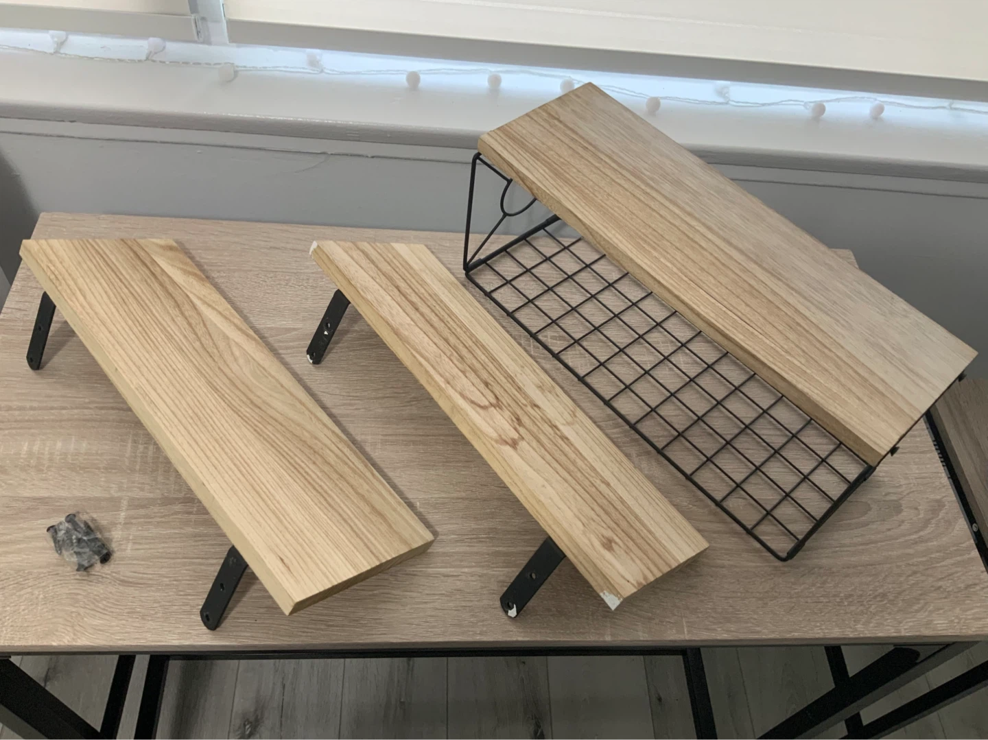 Wooden Shelves with Metal Brackets