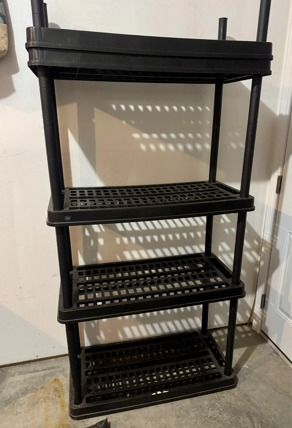 Black 4-Tier Plastic Shelving Unit