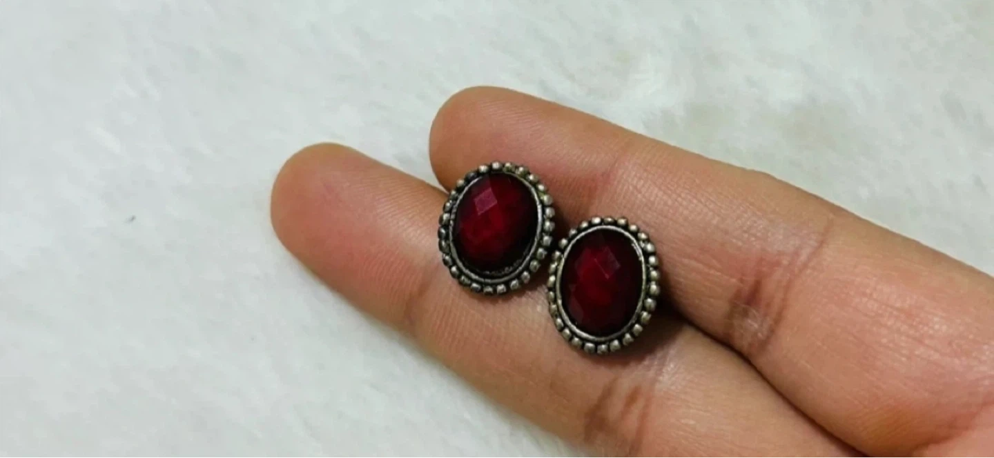 Red Gemstone Stud Earrings