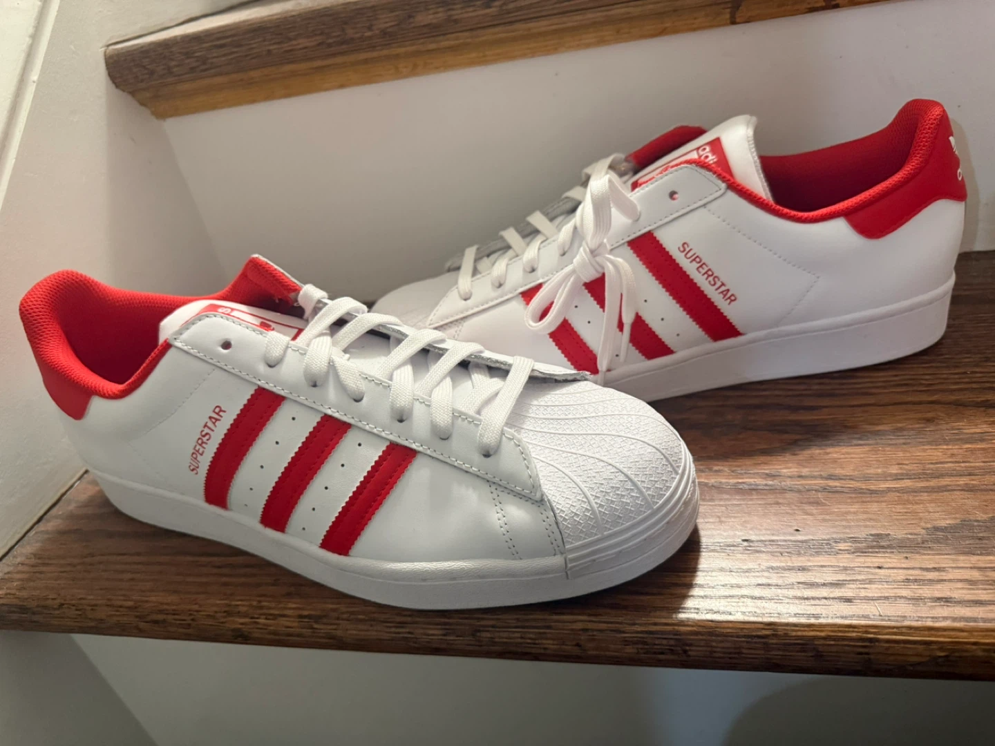 Adidas Superstar White & Red Sneakers Men's 12.5 - photo 3