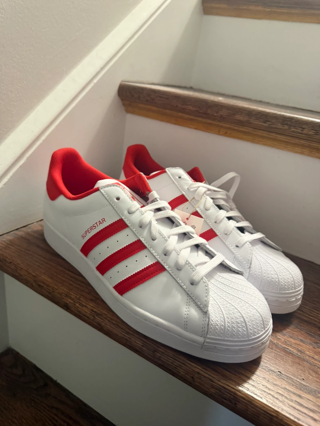 Adidas Superstar White & Red Sneakers Men's 12.5 - photo 2