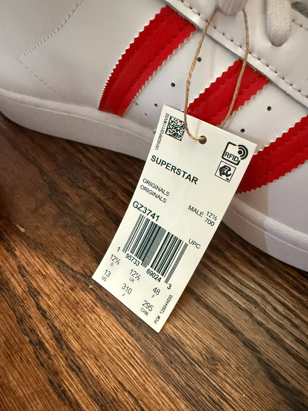 Adidas Superstar White & Red Sneakers Men's 12.5 - photo 5