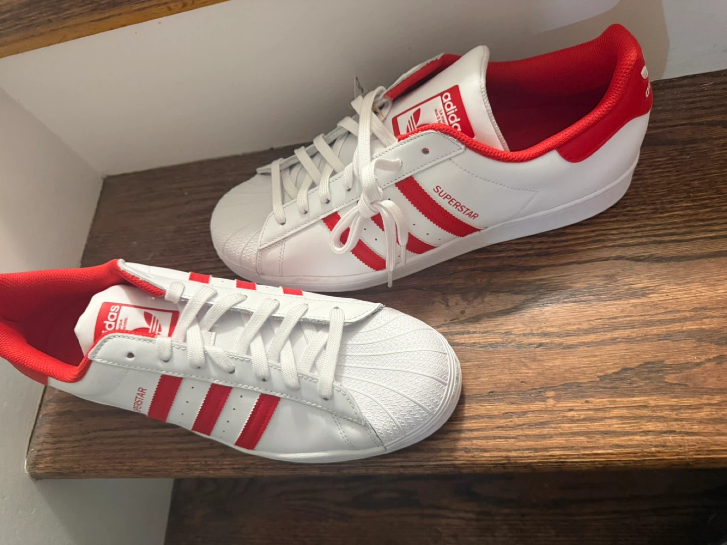 Adidas Superstar White & Red Sneakers Men's 12.5 - photo 4