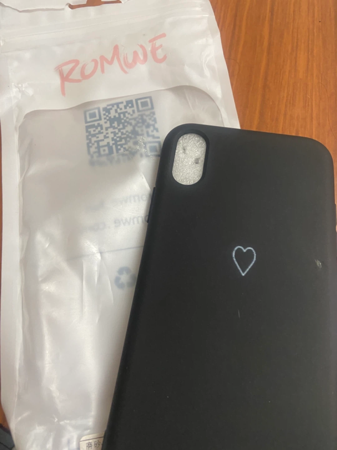 Black Phone Case with Heart Design