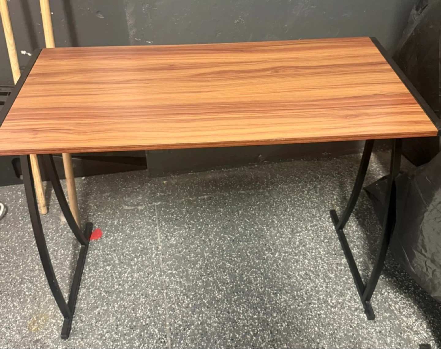 Wood Grain Desk with Black Metal Legs