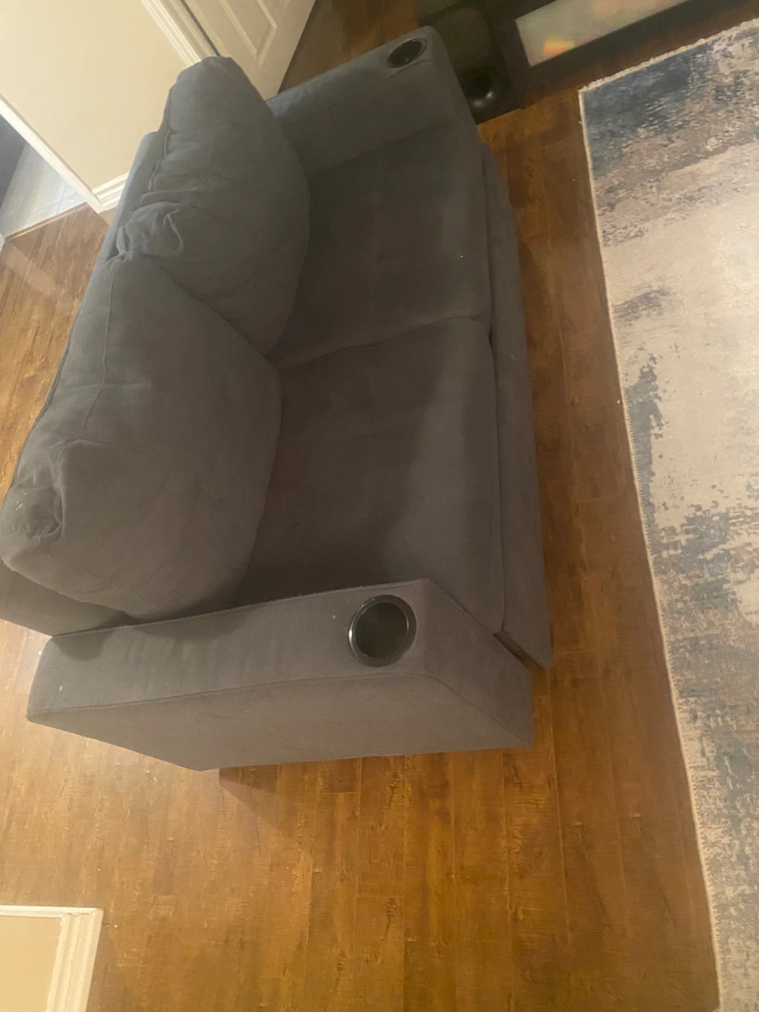 Dark Grey Loveseat Sofa Bed with Cup Holders - photo 4