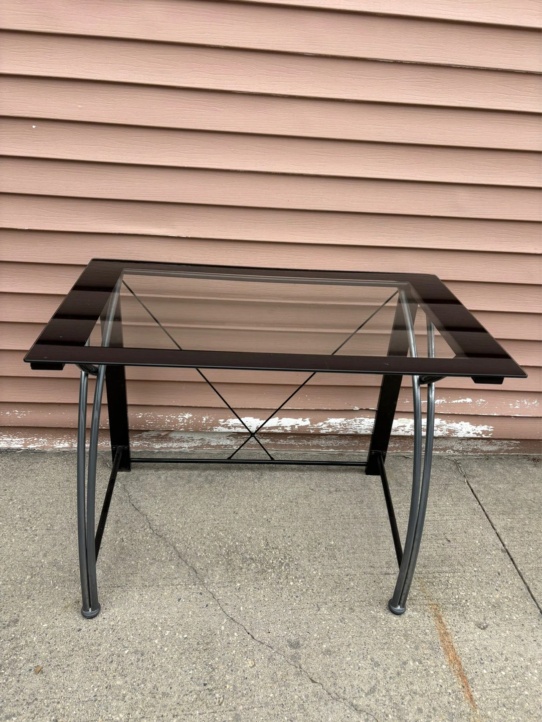 Glass Top Desk with Black Metal Frame - photo 2