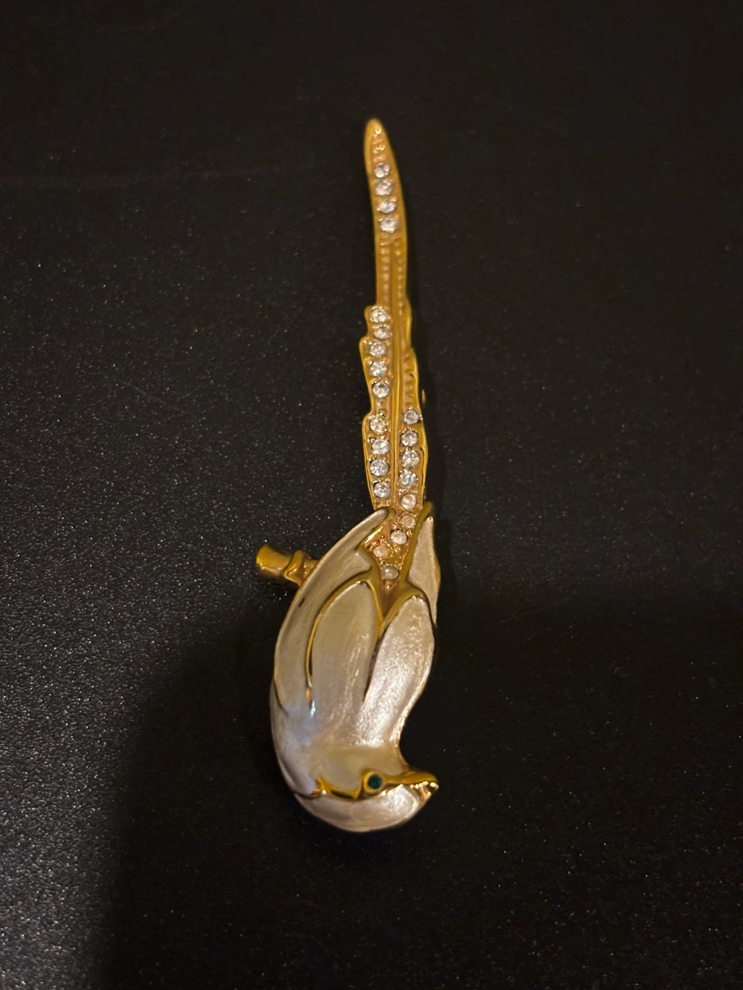 Gold-tone bird brooch with rhinestones - photo 4