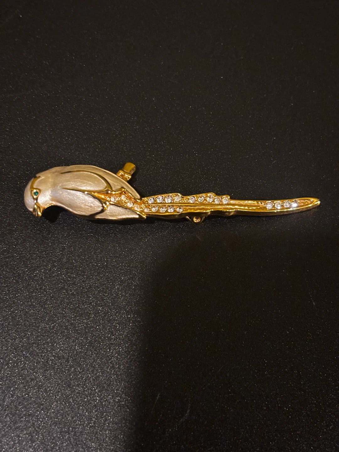 Gold-tone bird brooch with rhinestones - photo 5