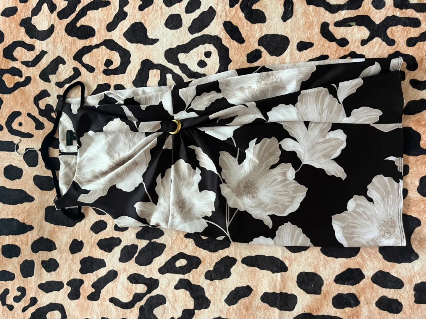 Donna Karan New York Dress Size 14 Black Floral